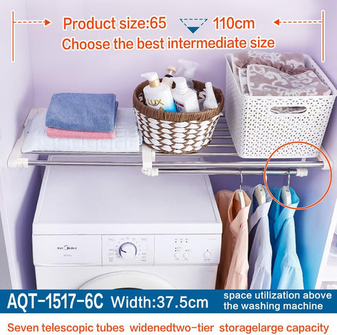 Closet Hershii Tension Shelf Expandable Telescopic Rod Heavy Duty Clothes Hanging Rail Adjustable DIY Storage Organizer