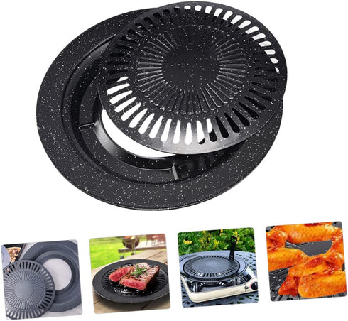 Portable Gas Stove Iron Baking Pan, Korean BBQ Grill Pan, Cast Iron Baking Dishes for Ovens