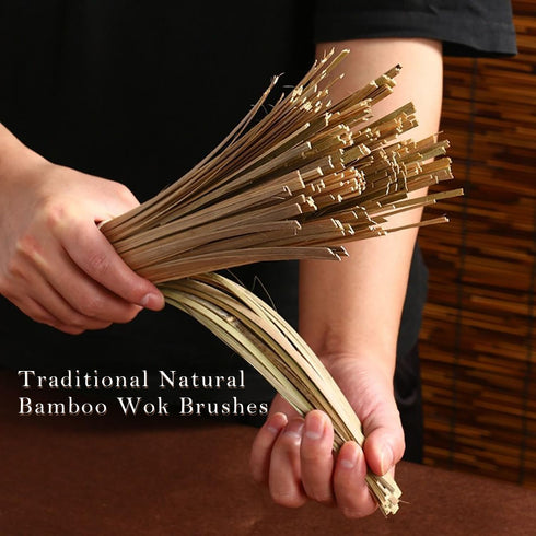 12-Inch Bamboo Wok Brush, Kitchen Cleaning Brushes for Scrubbing Cooking Pots, Pans, and Grilling Utensils (1 Pack)