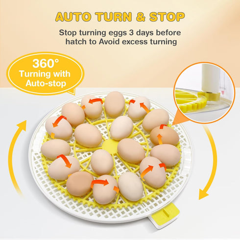 18 Sailnovo Eggs Incubator for Hatching Eggs with Automatic Egg Turning, Humidity Level Display, Egg Candler, Hatch