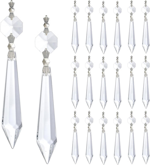 H&D HYALINE & DORA Crystal Icicle Prisms Clear Glass Bead Octogan for