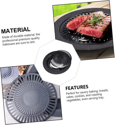 Portable Gas Stove Iron Baking Pan Stove Grill stove korean bbq grill carbon steel cake pan korean barbecue dish Non Stick Grill Pan broiler pan for oven baking mold desktop by OKUMEYR