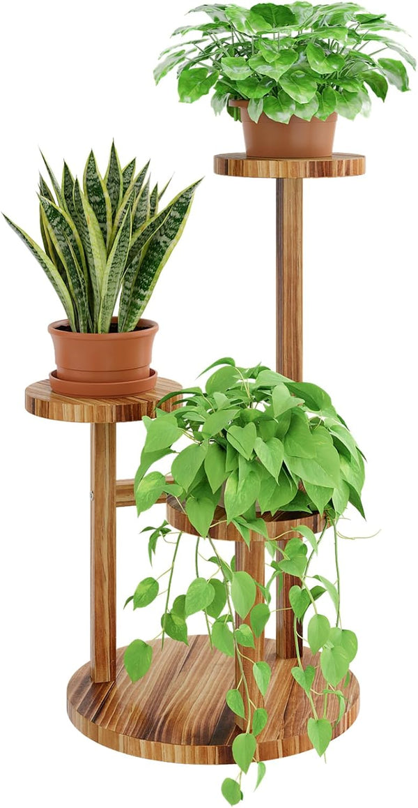 Bamworld Plant Stand Indoor 3 Tier Wood Plant Shelf for Multiple Plants,