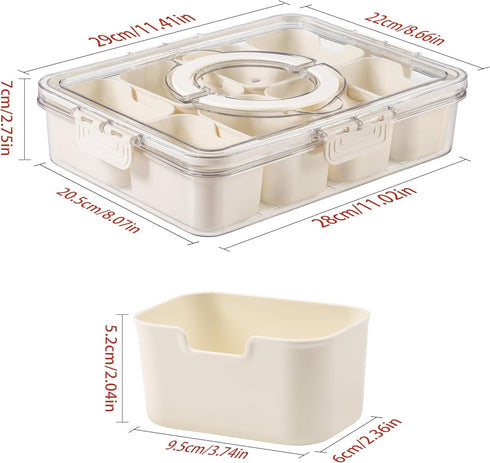 Bandesun Divided Serving Tray with Lid & Handle - Snackle Box for Charcuterie, Clear Organizer for Snacks (Pack of 2)