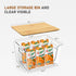 Stackable Storage Bin Sets for Pantry, Front Open & Enclosed, Clear Plastic Baskets with Lid & Handle (2+2)