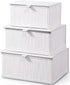 Honygebia Bamboo Decorative Storage Boxes, Set of 3 Woven Lined Baskets with Lids for Home Kitchen Organizer Decor