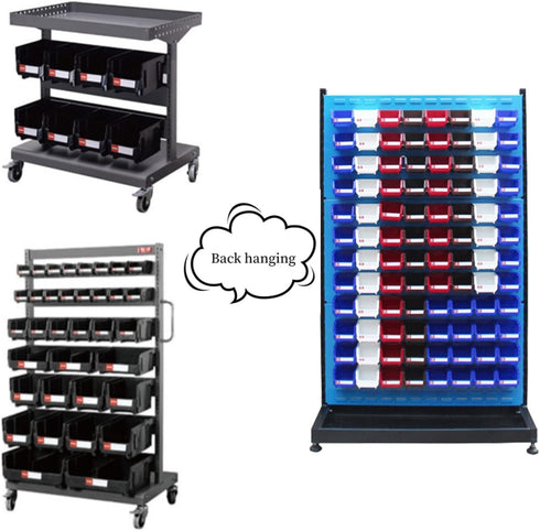 Pe&Hui 6 Pack Storage Organizer Bins, Wall Mount Parts Rack, Stackable Tool Bins for Screws and Office Supplies