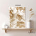 Abstract Golden White Flower Leaves Wall Art Posters, Modern Plant Landscape Canvas Prints for Living Room Decor