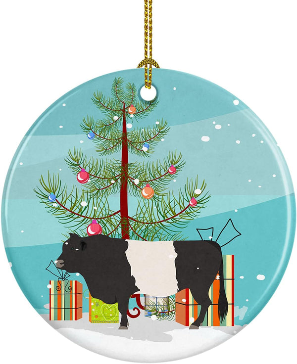 Caroline's Treasures Belted Galloway Cow Christmas Ornament, Teal Hanging Decorations for Home Holiday, 3 in, Multicolor