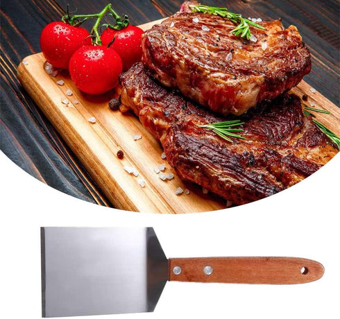 Stainless Steel Spatula, Pancake Turner with Wood Handle for Cast Iron Skillet, Hamburger Spatula for DIY Kitchen