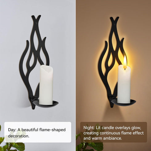 Set 2, Wall Candle Sconces of Modern Minimalist Metal Candle Holders for Pillar, Tealight, and LED Candles