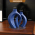 Set 2 Blue Ceramic Vase for Modern Home Decor, Matte Snuggle Hollow Flower Vase of for Table Centerpiece Office