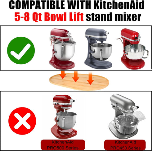 Mixer Sliding Slider for KitchenAid Bowl Lift Mixer, Bamboo Storage Mover, Sliding Caddy for 5-8 Qt Stand Mixer