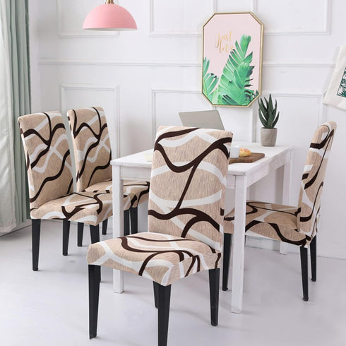 HZDHCLH Chair Covers for Dining Room, Set of 4 Stretch Spandex Slipcovers, Washable Anti-Dust for Kitchen, Beige