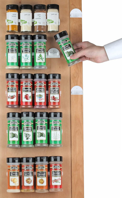 Spice Rack 36 Spice Gripper Strips for Cabinet Door - Use Spice Clips for Organizer Storage