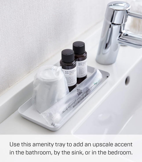Yamazaki Home Space Saving Vanity Tray, Steel, Flat, White