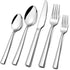 Silverware Set for 2, CXJY 10-Piece Stainless Steel Flatware, Square Edge Kitchen Utensils, Mirror Polished, Dishwasher