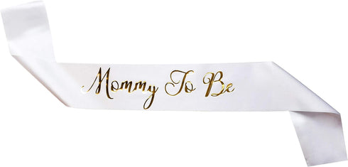 Sterling James Co. Mommy To Be White Satin Sash, Baby Shower Decoration, Gender Reveal