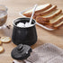Sugar Bowl with Lid and Spoon, 12 oz Ceramic Sugar Container for Coffee Bar, Modern Kitchen Decor, Black Sugar Jar