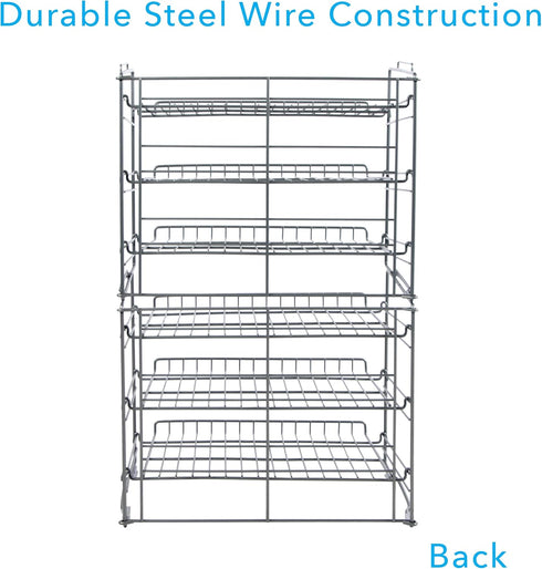 Atlantic Gravity-Fed Compact Double Canrack, Kitchen Organizer, Durable Steel, Silver