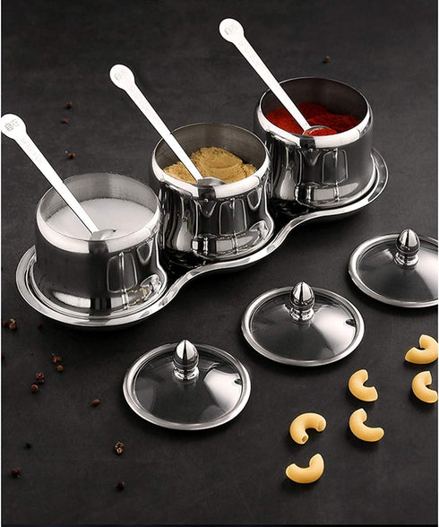 18/8 Set 3 Tenta Tenta Kitchen Stainless Steel Seasoning Box Condiment Jar Spice Jar Spice Rack Condiment Cruet Bottle