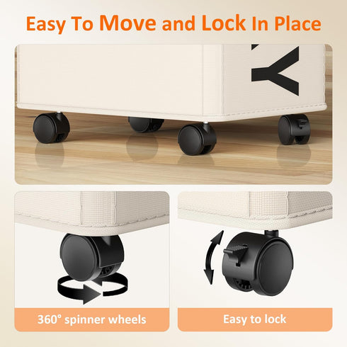 Optish 90L Laundry Basket with Wheels, Rolling Laundry Hamper with Wheels, Large Clothes Hamper on Wheel with Removable