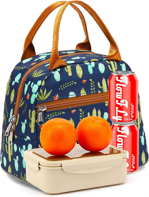 FlowFly Insulated Lunch Cooler Bag - Cactus Tote Bag Organizer for Men and Women