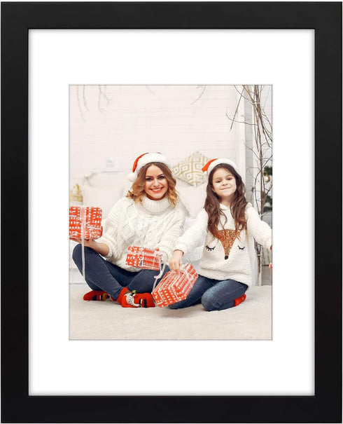Golden State Art 11x14 Black Photo Wood Frame with Real Glass and White Mat for 8x10 Picture