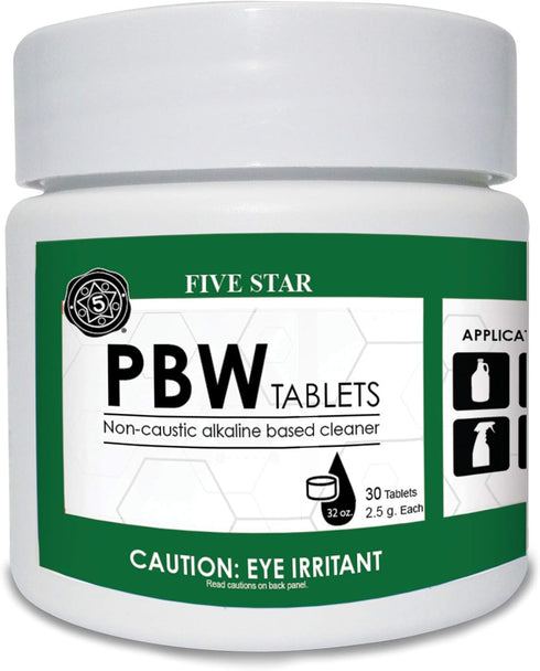 Five Star PBW Tablets - 30 ct, 2.5 g (1 Tablet per 32 oz. of Water) for Bottle, Growler, Keg Cleaner