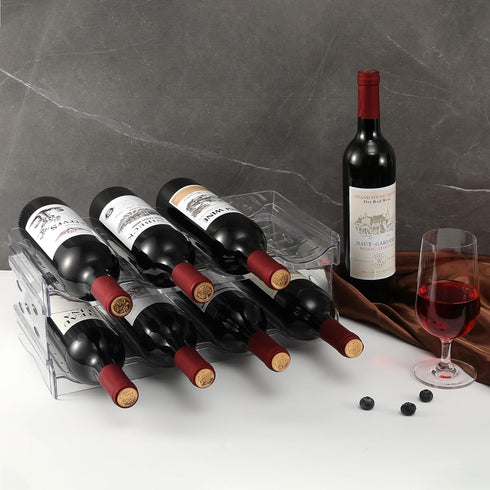 Stackable Wine Racks Countertop - Water Bottle Organizer for Cabinet & Fridge, Holds 8 Bottles, Plastic