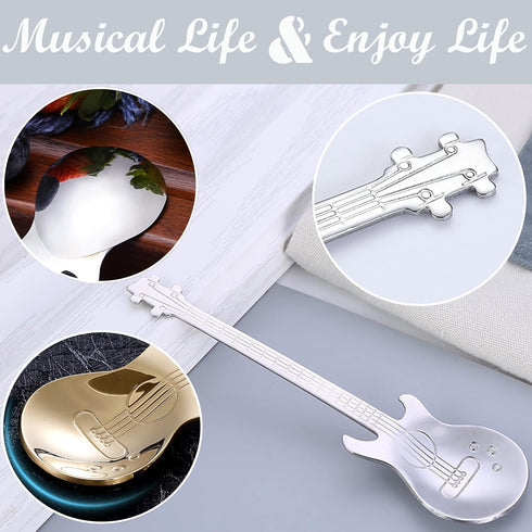 Guitar Spoons Coffee Teaspoon Set, ESRISE Stainless Steel Dessert Spoon with Guitar Opener for Christmas