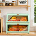 Counter, HOMEKOKO Double Layer Large Bread Box for Kitchen Wooden Large Capacity Bread Storage Bin (Mint Green)