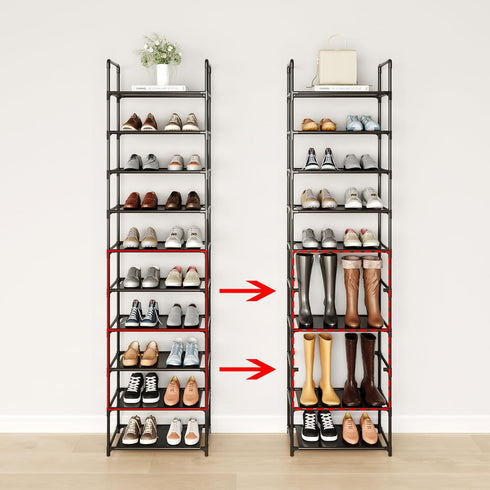 MUAHRCE 8-Tier Closet, (18" W10" D58" Tall Shoe Rack for Entryway, Adjustable Sturdy Durable Shoe Shelf,Narrow Shoe