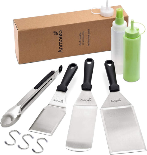 Metal Spatula Set of 6 - Griddle Accessories Kit, Grill Flat Spatula Pancake Flipper for BBQ Grill