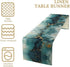 PHTAYOT 13x90in Teal White Gold Marble Table Runner, Teal White and Gold Abstract Texture Marble Pattern Print for Home
