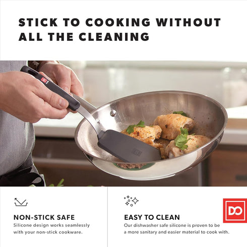 DI ORO Spatulas for Kitchen Use, 600°F Heat Resistance Silicone Turner Spatula Set for Cooking, BPA Free