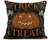 Set of 4 Linen Throw Pillow Covers 18x18 Inch, Vintage Halloween Scaredy Cats Pumpkins Skeletons