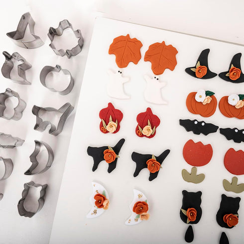Halloween Polymer Clay Cutters - 11 Shapes for Christmas Jewelry, Pumpkin and Ghost Designs