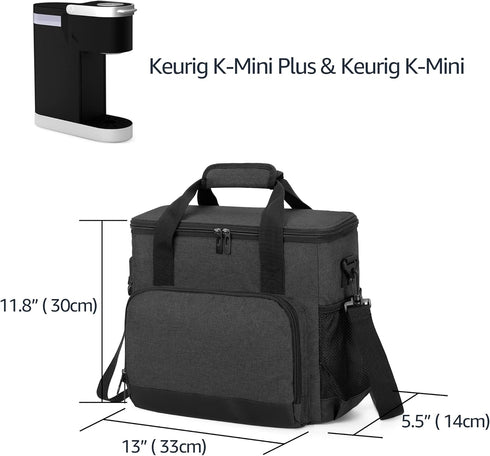CURMIO Coffee Maker Carrying Bag, Compatible for Keurig K-Mini or K-Mini Plus, Travel Bag for K-Cup Pods