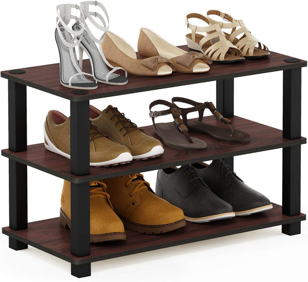 Furinno Turn-S-Tube Shoe Rack, 3-Tier Small Shoe Organizer, Toolless Shoe Storage, 11.6