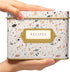 Jot & Mark Decorative Recipe Tin Box for Recipe Cards, Greeting Card Holder | Holds Hundreds of 4” x 6” Cards (Terrazzo)