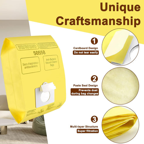 Vacuum Cleaner Bags Replacement for Kenmore Canister Type C/Q 5055, 50557, 50558 and Panasonic Type C-5 Vacuums, 12