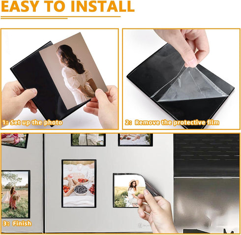 Mingting 10pcs 5x7 Magnetic Picture Frames for Refrigerator, Reusable Magnets Fridge Photo Sleeves for Refrigerator