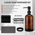NEECZS Set Holder,16 Oz Set,Stainless Kitchen Soap Dispenser with Instant Dry Tray & Sponge Hand and Dish Soap Amber