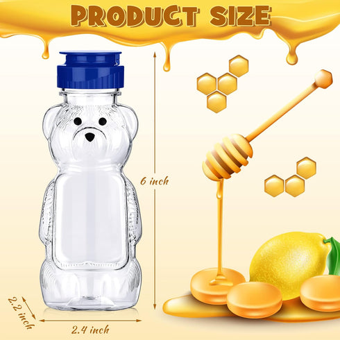 36 8 oz Thenshop Pcs Honey Jar Plastic Empty Bear Bottle Dispenser Clear Transparent Honey Containers Bear Cup Squeeze