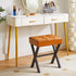 LG-71J IBUYKE Square Makeup Stool with X-Leg Foot Rest, PU Footrest, Ottoman Seat, Multi-Use as Small Side Table