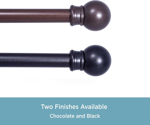 Kenney 7/16” Fiona Café Window Curtain Rod, Chocolate, 48-84”