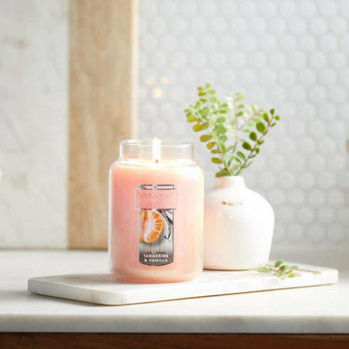 Yankee Candle Tangerine & Vanilla Scented Classic 22oz Large Jar Candle, Over 110 Hours Burn Time