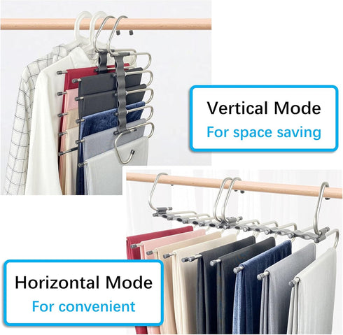 Magic Pants Hangers Space Saving - 2 Pack for Closet, Multifunctional Rack Organizer for Trousers, Scarves, Slack
