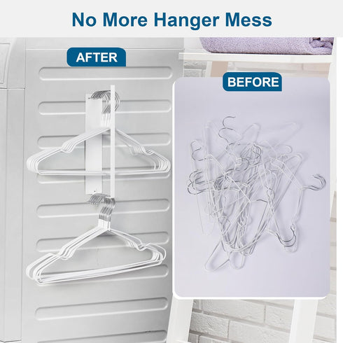 Magnetic Hanger Organizer Stacker, Clothes Hanger Storage Rack for Closet Laundry Room Washing Machine, White